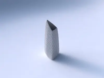 Vase tipped triangle with diagonal grid bulges 3D print model