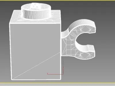 LEGO Brick 1x1 with Clip Horizontal thick C-Clip 3D Printable  Low-poly 3D model