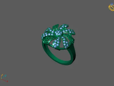 STL 3DM Women Ring Womens Ring Diamonds With Stone Model 3D print model