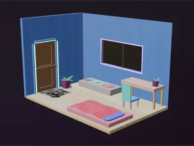 Low Poly Isometric Room Free 3D model Free low-poly 3D model