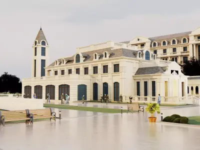 Grand Luxury Palace Hotel Resort  Low-poly 3D model