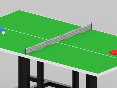 Voxel Ping Pong Table  Low-poly 3D model