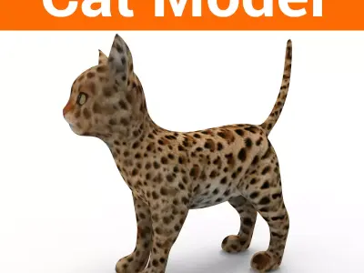 3d Pet Cat low poly game ready  Low-poly 3D model