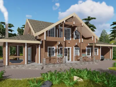 3D model of a wooden house 3D model