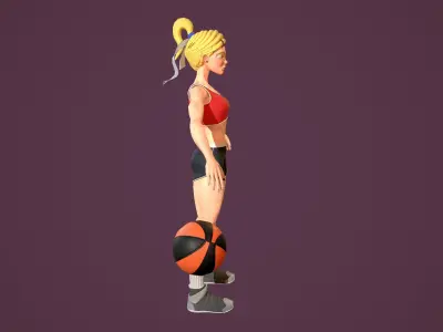 Basketball girl Low-poly 3D model
