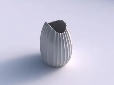Bowl compressed with extruded vertical lines 3D print model