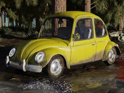 Classic Beetle Cartoon Style 3D model