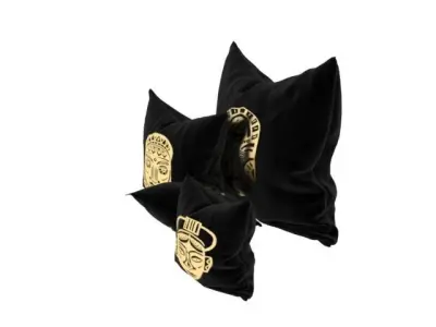 pillow velvet pillows with gold masks Free 3D model