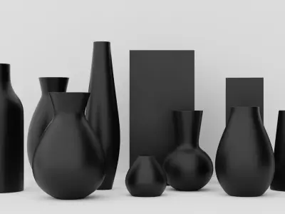 Vase decoration set  Low-poly 3D model