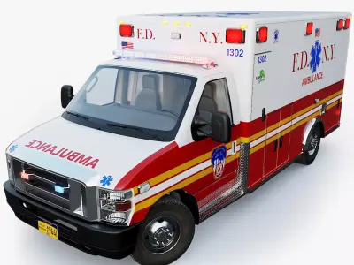 Ambulance FDNY 2010 Low-poly 3D model