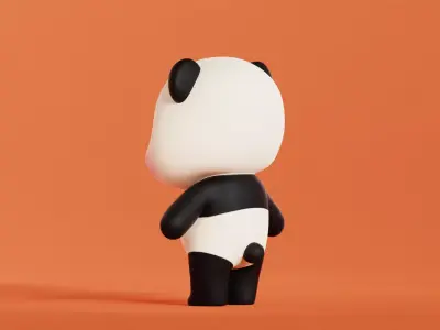 Cartoon Panda Character Chibi Kawaii Low-poly 3D model
