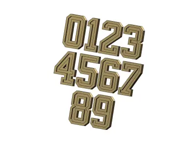 Stepped NBA font numbers miniset 3D print model