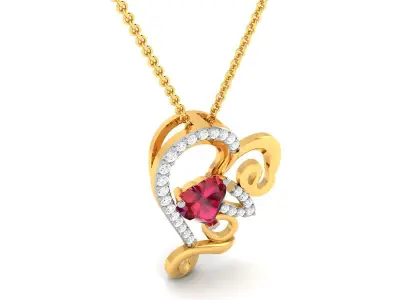 Women Heart Stone Pendant 3DM STL OBJ FBX Render Details 3D print model purchase