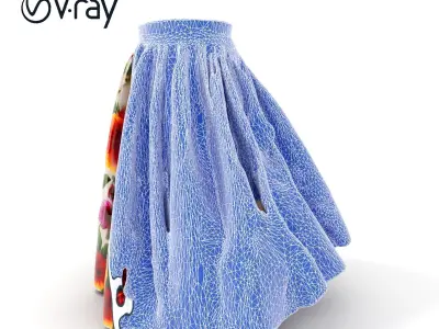 Floral Print Skirt D Model Pack Low-poly 3D model