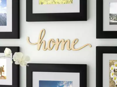 Home Script Cut Sign Wall Decor Free 3D model