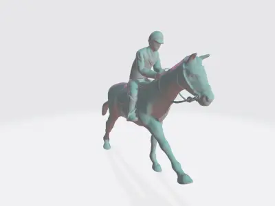 Horse and Rider Galloping pose I Ready for 3d print model 3D print model