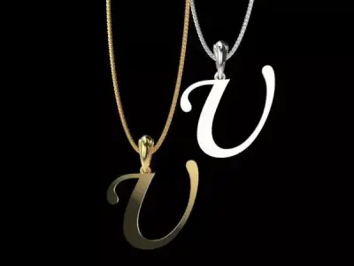 Letter U NECKLACE pendant 3D print model