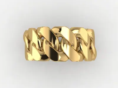 Bold Curb Chain Ring  Cartier-Style 3D Printable Jewelry Model  3D print model