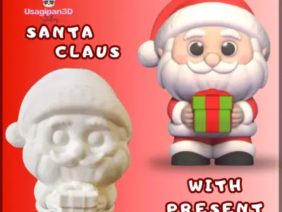 Santa Claus with Present 3D print model