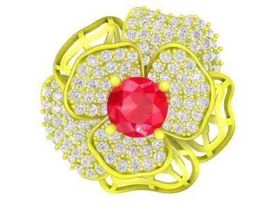 Luxury Floral Cluster Gemstone Ring for Women 6122 3D print model