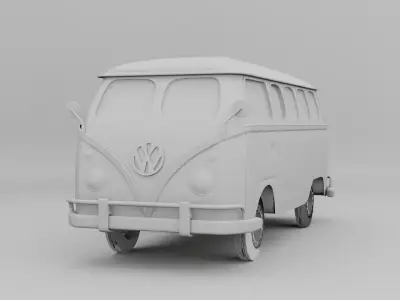 Volkswagen Mini Bus Low-poly 3D model
