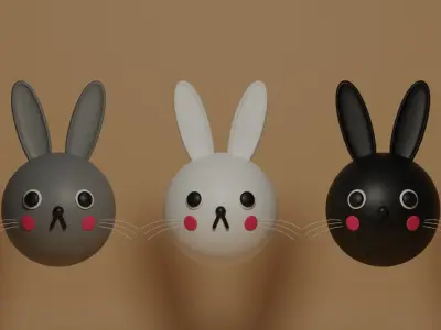 Cartoon Cute Bunny Rabbit Collection 3D model