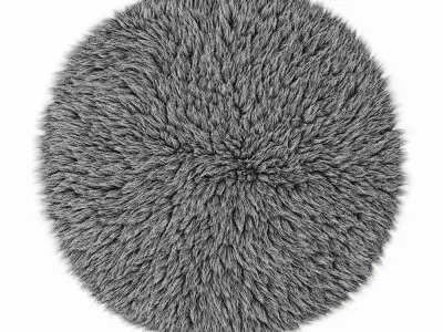 Round gray carpet fur 3D model