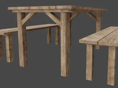 Wooden Table Free low-poly 3D model purchase