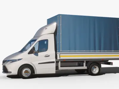 Generic v26 CargoBox VAN with driver Low-poly 3D model