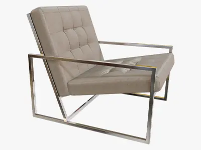 Modern Luxury Chair - Silver Metal and Velvet 3D model