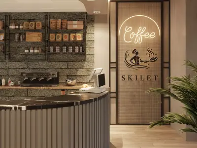 Modern Restaurant Interior Scene Elegant Dining 3D model