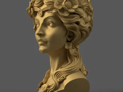 Elegant Woman Head Planter urn candy container candle holder 3D print model
