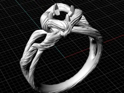 Branch vood ring gem 3D print model