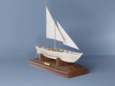 Wooden boat for decoration 3D model