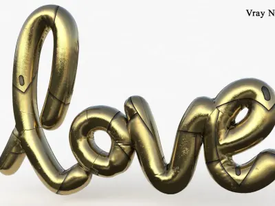 Love Gold Decoration Written Low-poly 3D model