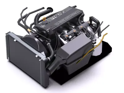 Mercedes-Benz Inline 4 M102 engine Low-poly 3D model
