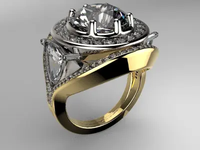 Classic Big Stone Ring 3D print model