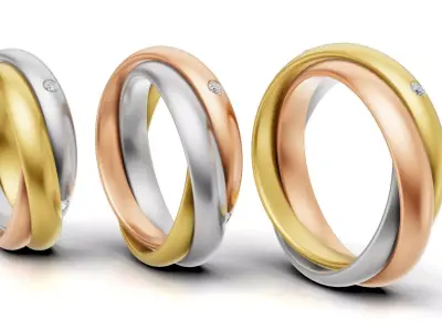 Trinity Ring Classic Model 5 Diamonds 3D print model