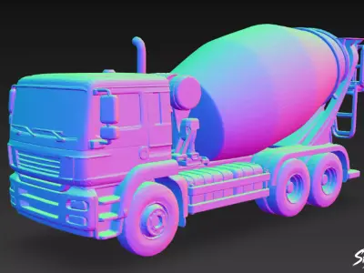 Concrete Mixer Truck Low-poly 3D model