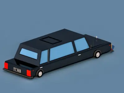 Cartoon Limousine Car Low-poly 3D model