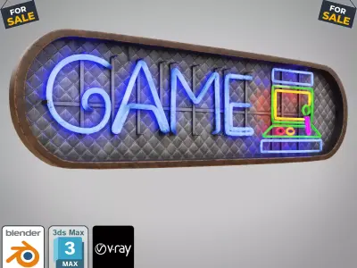 Game Club sign Low-poly 3D model
