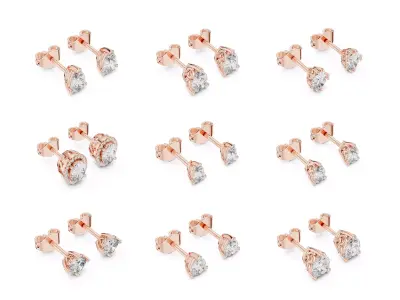 Elegant Diamond Stud Earrings 3DM STL Files  3D print model