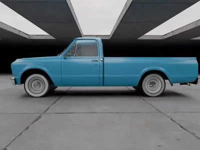 Generic Classic American Long Bed Pickup Truck Low-poly 3D model