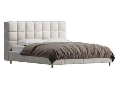 White-velvet-minimalist-bed 3D model