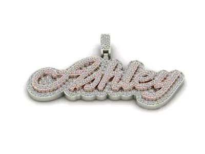 Custom Diamond Name Pendant ASHLEY 3D print model