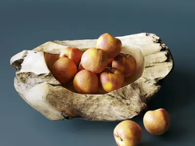 Decorative bowl with walnuts and fruits 3D model