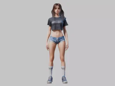 Beautiful Young Woman 3D Model Low-poly 3D model
