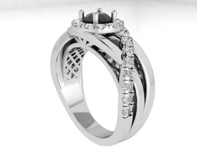 Round Halo Twisted Ring 3522 3D print model