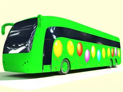 Birthday Balloon Green Bus 11 3D model