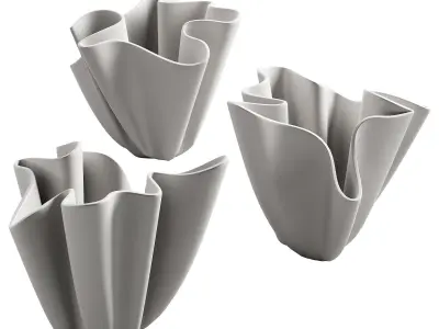 368 decorative vases and pots 06 deformed folded relief vase 05 3D model